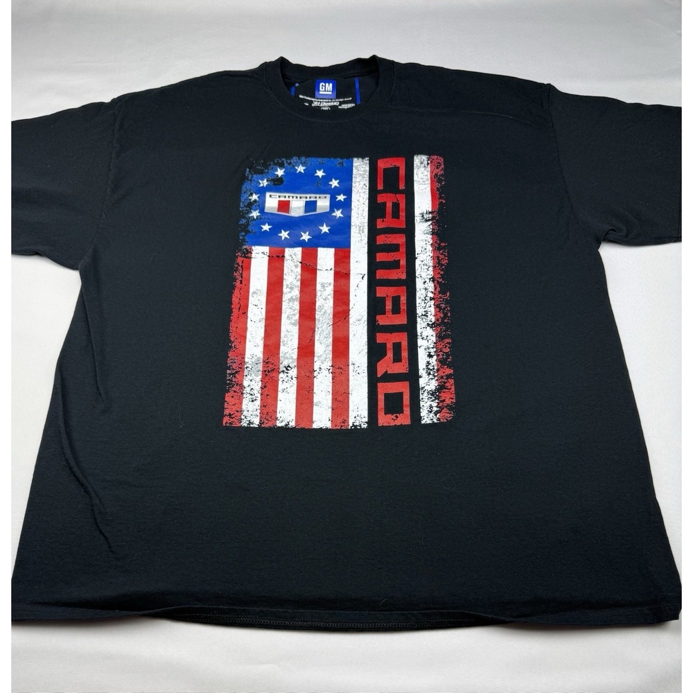 GM Camaro American‎ Flag Graphic T Shirt 2XL Black JH Design